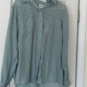 100% Silk Sage Green Button Down Medium